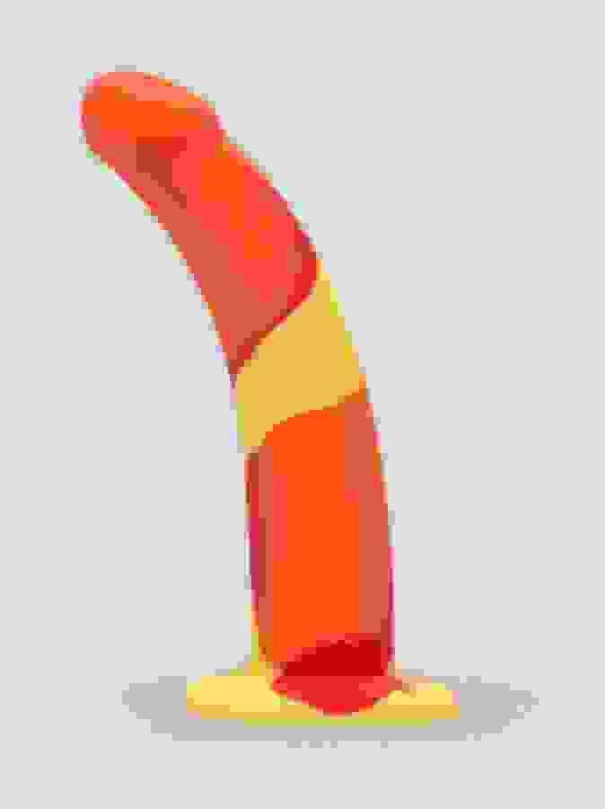 Lovehoney Earth and Fire Curved Silicone Suction Cup Dildo 7 Inch, Orange, hi-res